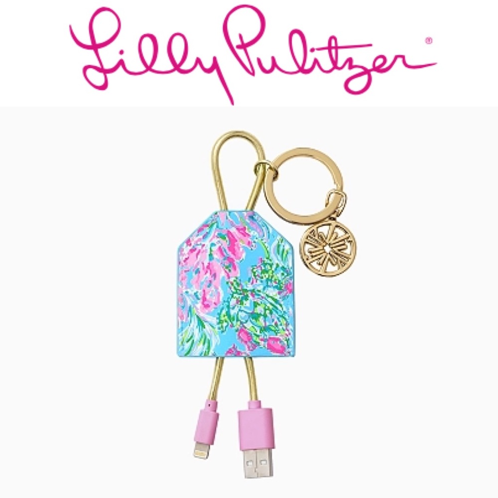 Lilly Pulitzer cell phone device Charging Tag Key Ring